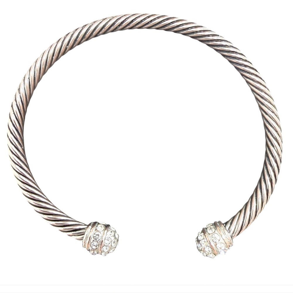Sparkling Crystal Cuff Bangle Bracelet Silver Rose Gold Tone Twisted Jewelry